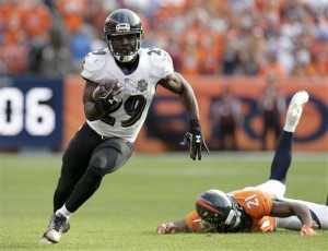 Baltimore Ravens running back Justin Forsett runs against the Denver Broncos during the second half of an NFL football game Sunday, Sept. 13, 2015, in Denver. (AP Photo/Joe Mahoney)