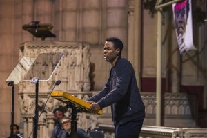 Comedian Chris Rock speaks during an event celebrating the life and legacy of the Rev. Martin Luther King Jr. at the Riverside Church in New York, Monday, Jan. 18, 2016. The event, organizers said, was meant not only to celebrate King's legacy but also to provide a discussion on how to continue his message or racial harmony in today's climate. (AP Photo/Andres Kudacki)