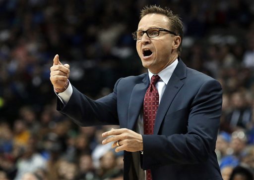 In this Dec. 28, 2014, file photo, Oklahoma City Thunder coach Scott Brooks yells from the sideline during the first half of an NBA basketball game against the Dallas Mavericks in Dallas. Two people familiar with the deal say the Washington Wizards have reached an agreement with Scott Brooks to become the team's new coach, Thursday, April 21, 2016. (AP Photo/LM Otero, File)